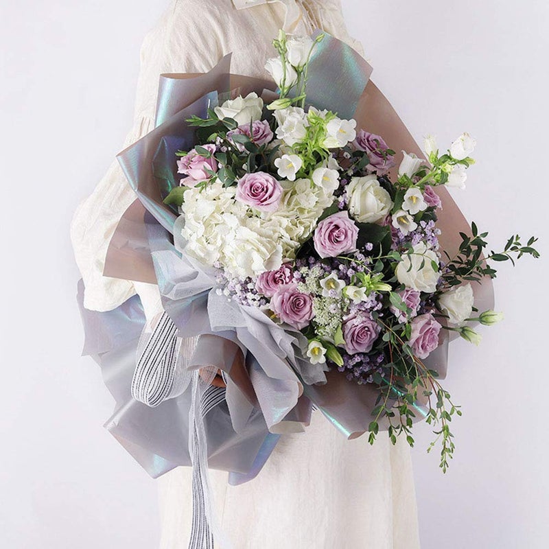 BBJ WRAPS Iridescent Double Sided Flower Wrapping Paper Florist Bouquet Packaging, 20 Sheets (Cream) - Image 3